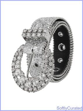 Rhinestone Western Belt Bling Cowgirl Cowboy PU Leather Diamond Buckle